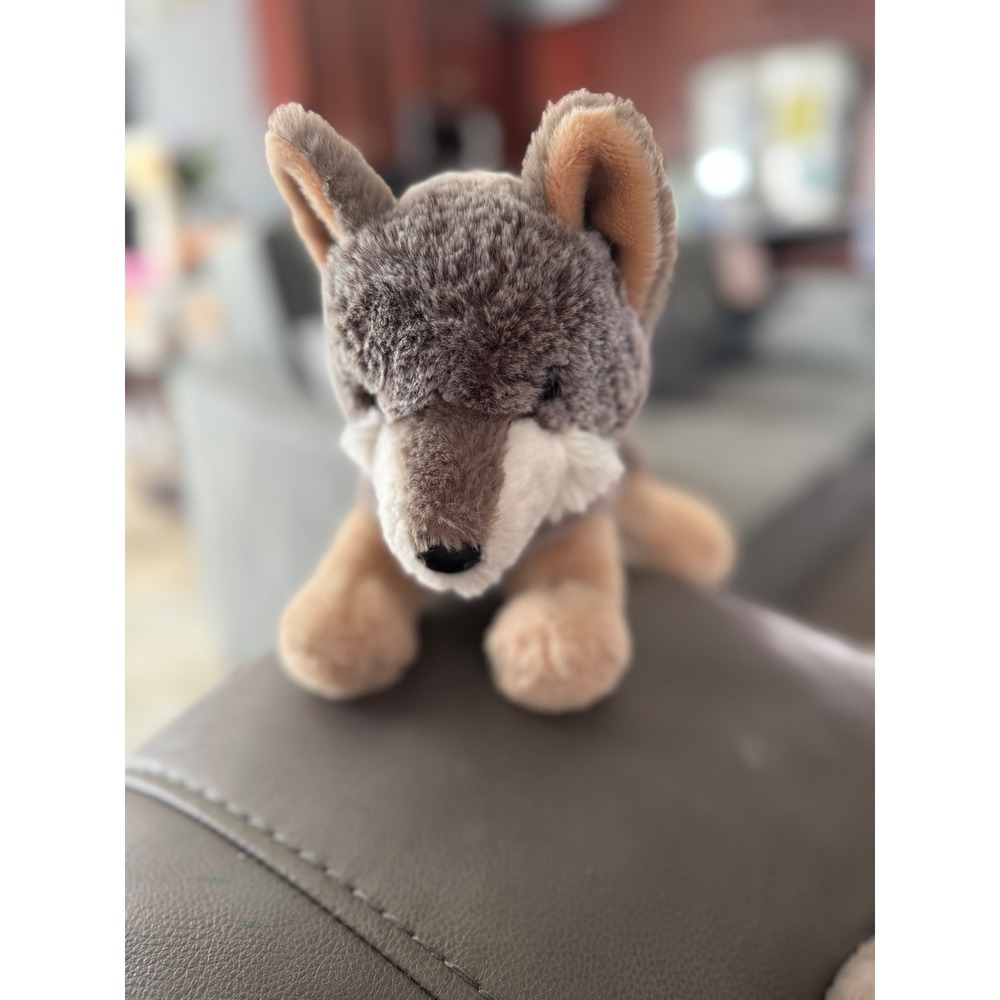 Douglas Cuddle Toy Wolf Pup Plush Standing Grey Tan Realistic Stuffed Animal Toy